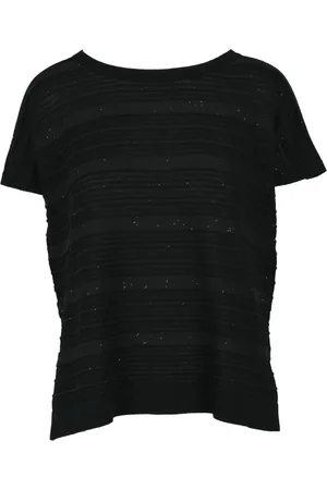 LE TRICOT PERUGIA Top, Dame, Sort, XS, Bomuld, Elegant Strikbluse Viskoseblanding