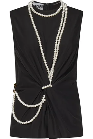 Moschino Top, Dame, Sort, M, Bomuld, Sort Ærmeløs Twist Front Maxi Top