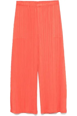 Issey Miyake Bukser, Dame, Rød, XL, Elastisk Linning Kort Ben Bukser