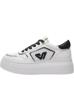 Emanuélle vee Sko, Dame, Hvid, 36 EU, Læder, Hvid-Sort Læder og Stof Sneakers