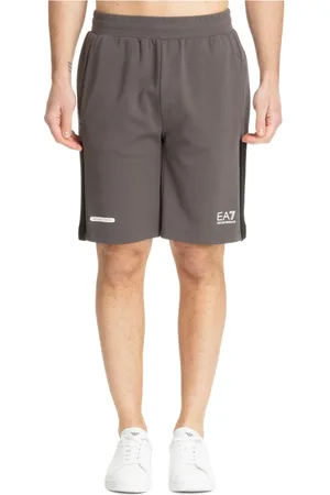 EA7 Shorts, Herre, Brun, M, Bomuld, Snøre Track Shorts med Logo Lommer
