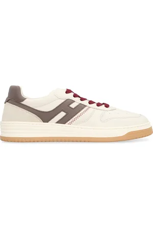 Hogan Sko, Herre, Hvid, 45 EU, Læder, Læder lavtop sneakers med ruskindindsatser