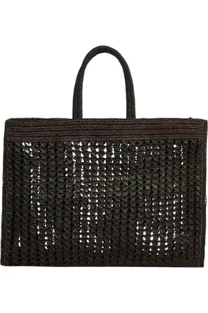 LIVIANA CONTI Taske, Dame, Sort, ONE SIZE, Åbenvævet Raffia Tote Taske