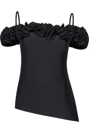 COPERNI Top, Dame, Sort, S, Uld, Sort Bådhals Ruffle Top