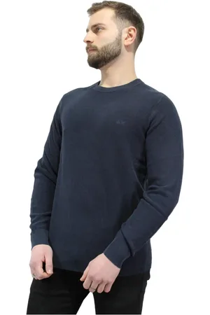 sun68 Strik, Herre, Blå, 2XL, Bomuld, Bomuld Crewneck Pullover Sweatshirt