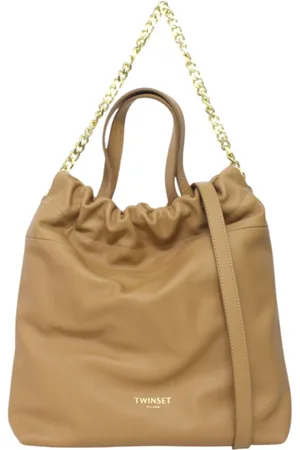 Twin-Set Taske, Dame, Brun, ONE SIZE, Læder, Eco-læder shopper taske med snøre
