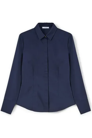 Motivi Bluser & Skjorter, Dame, Blå, M, Bomuld, Skjortebluse i poplin