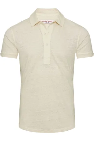 Orlebar Brown Top, Herre, , L, Linned, Linned Polo Skjorte med 3 Knapper