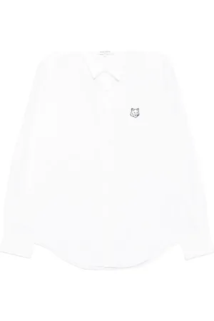 Maison Kitsuné Skjorte, Herre, Hvid, L, Bomuld, Contour Fox Head Skate Shirt
