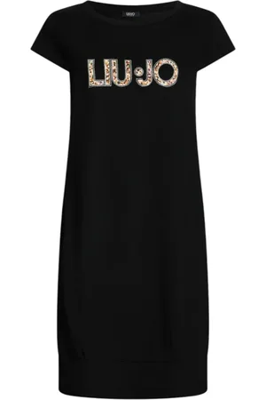 Liu Jo Kjole, Dame, Sort, S, Bomuld, Bomuldskjole med frontlogo