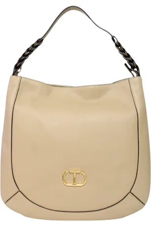 Twin-Set Taske, Dame, , ONE SIZE, Læder, Eco-læder hobo taske med frontlogo