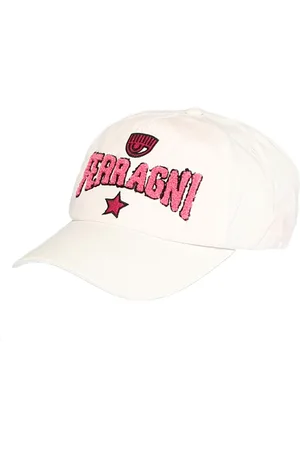 Chiara Ferragni Tilbehør, Dame, Hvid, ONE SIZE, Bomuld, Bomuld baseball cap med logo