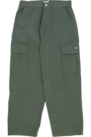 Obey Bukser, Herre, Grøn, W36, Bomuld, Baggy Twill Cargo Bukser Laurbærkrans