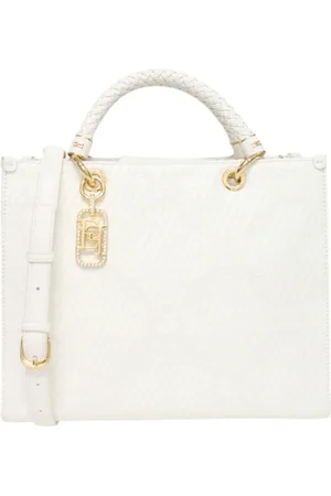 Elisabetta Franchi Taske, Dame, Hvid, ONE SIZE, Læder, Faux læder håndtaske med logo