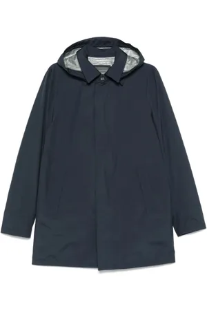 HERNO Jakke, Herre, Blå, XL, Uld, Blå Gore-Tex Frakke med Aftagelig Hætte