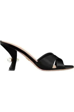 Dior Sko, Dame, Sort, 37 1/2 EU, Læder, Silkesandaler med CD-harpiksperler