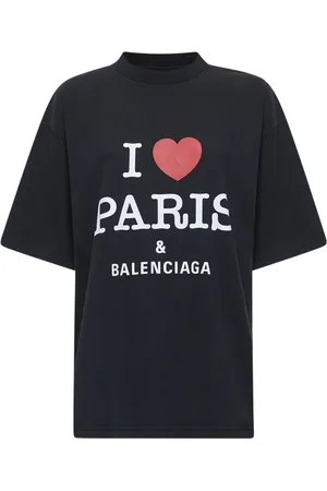Balenciaga Top, Dame, Sort, 2XS, Bomuld, Paris Love Print Sort T-shirt