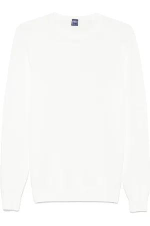 FEDELI Strik, Herre, Hvid, 2XL, Bomuld, Italiensk bomulds sweater, Designers kode 8Ued5902