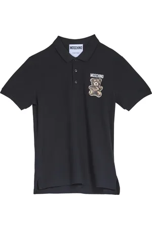 Moschino Top, Herre, Sort, XL, Bomuld, Adrian Bear Polo Shirt Sort
