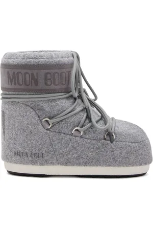 Moon Boot Sko, Dame, Grå, 42 EU, Uld, Grå Logo Print Vinterstøvler