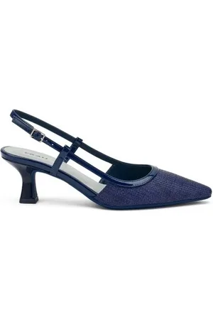 Frau Sko, Dame, Blå, 39 EU, Læder, Marineblå Raffia Slingback Sandaler