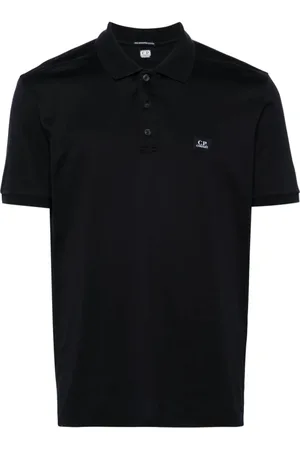 C.P. Company Top, Herre, Blå, XL, Bomuld, Logo Patch Polo Shirt