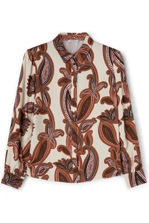 Motivi Bluser & Skjorter, Dame, Flerfarvet, XS, Skjortebluse i foulard-mønstret viskose