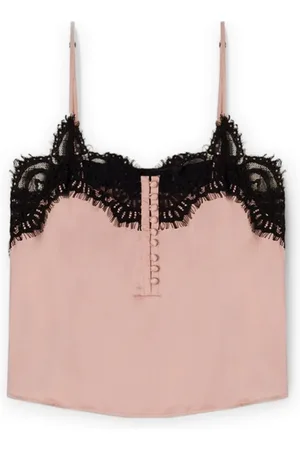 Motivi Top, Dame, Lyserød, S, Satin, Satin lingeri top med blonderkant