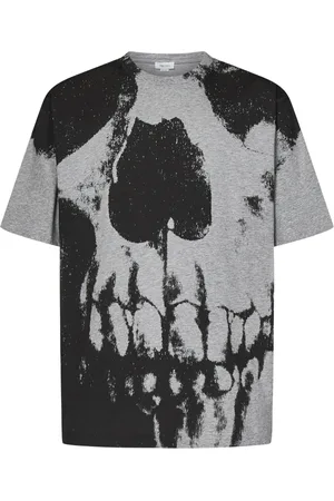 Alexander McQueen Top, Herre, Flerfarvet, M, Bomuld, Digital Skull Print Grå T-shirt