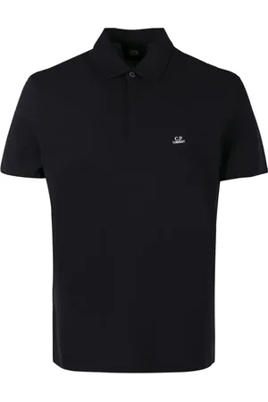 C.P. Company Top, Herre, Blå, XL, Bomuld, Bomuld Piqué Polo Skjorte med Ribdetaljer