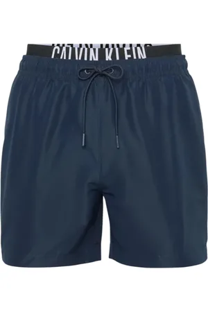 Calvin Klein Badetøj, Herre, Blå, M, Polyester, Polyester Boxer Badetøj med Logo Bånd
