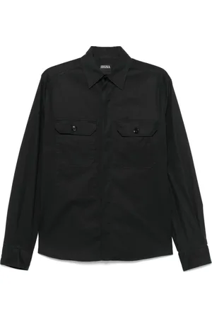 Ermenegildo Zegna Jakke, Herre, Sort, S, Uld, Letvægts Overshirt til Stilfulde Mænd