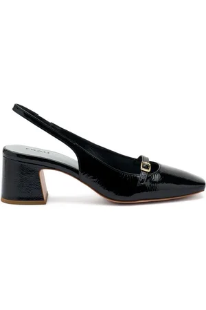 Frau Sko, Dame, Sort, 38 EU, Læder, Sort patent slingback med mini rem