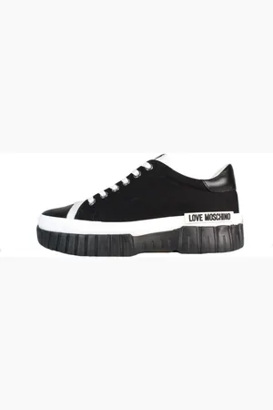 Moschino Sko, Dame, Sort, 37 EU, Bomuld, Bomuld Sneakers med Side Logo