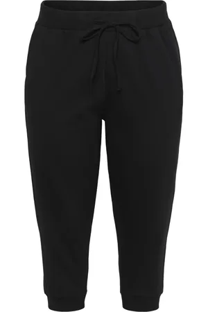 Kaffe Bukser, Dame, Sort, L, Uld, Sort Dyb Capri Bukser med Elastisk Talje