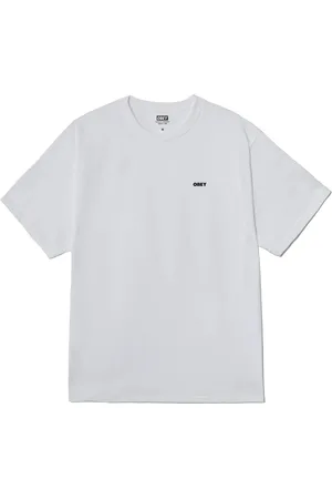 Obey Top, Herre, Hvid, XL, Bomuld, Kosmisk Støj Tee med Side Logo