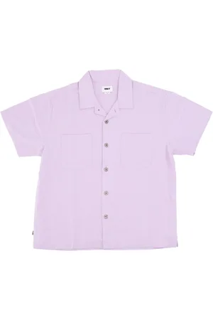 Obey Skjorte, Herre, Lilla, M, Bomuld, Orchid Petal Vævet Skjorte Kort Ærme