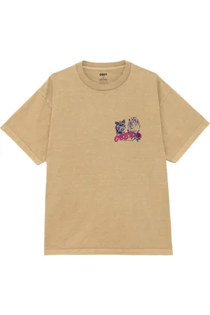 Obey Top, Herre, Brun, S, Bomuld, Enhed Kamp Bomuld T-shirt med Logo