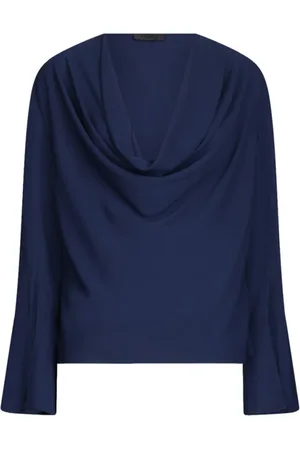 Liu Jo Bluser & Skjorter, Dame, Blå, XS, Mørkeblå Georgette Draperet Bluse