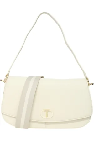 Twin-Set Taske, Dame, Hvid, ONE SIZE, Uld, Eco-læder skuldertaske med logo