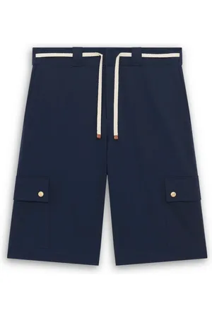 Drôle de Monsieur Shorts, Herre, Blå, XL, Bomuld, Blå Chevron Snørelukning Bomuldsshorts