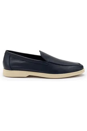 Frau Sko, Herre, Blå, 39 EU, Læder, Blå læder afslappede loafers