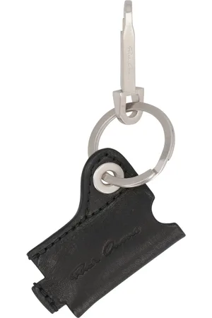 Rick Owens Tilbehør, Herre, Sort, ONE SIZE, Læder, Messing Kalv Læder Nøglering Etui