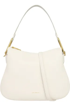 Coccinelle Taske, Dame, Hvid, ONE SIZE, Uld, Læder skuldertaske med frontlogo