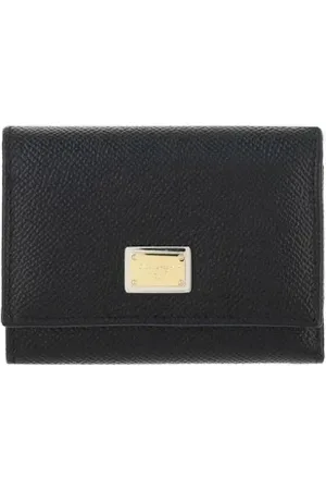 Dolce & Gabbana Tilbehør, Dame, Sort, ONE SIZE, Læder, Luksus Læder Tri-Fold Pung