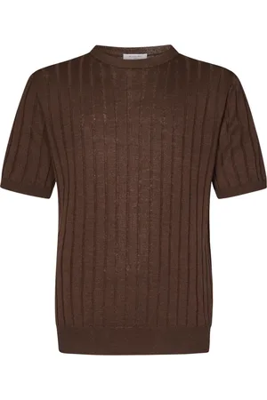 Boglioli Strik, Herre, Brun, L, Bomuld, Brun Linned Bomuld Sweater