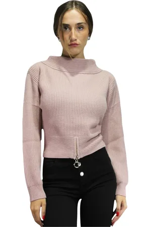 Twin-Set Strik, Dame, Lilla, L, Uld, Uldblanding Logo Bagtrøje