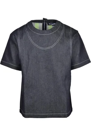 SUNNEI Top, Herre, Blå, L, Bomuld, Denim bluse 100% bomuld