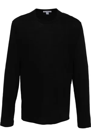 James Perse Top, Herre, Sort, M, Bomuld, Rund Hals Langærmet T-Shirt