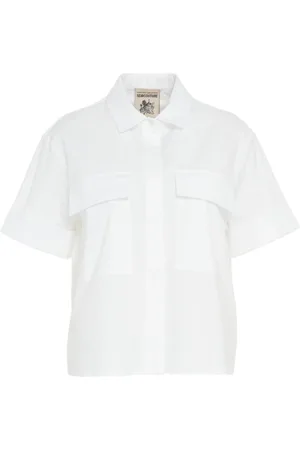 SEMICOUTURE Bluser & Skjorter, Dame, Hvid, S, Hvid Accordion Plisseret Bluse